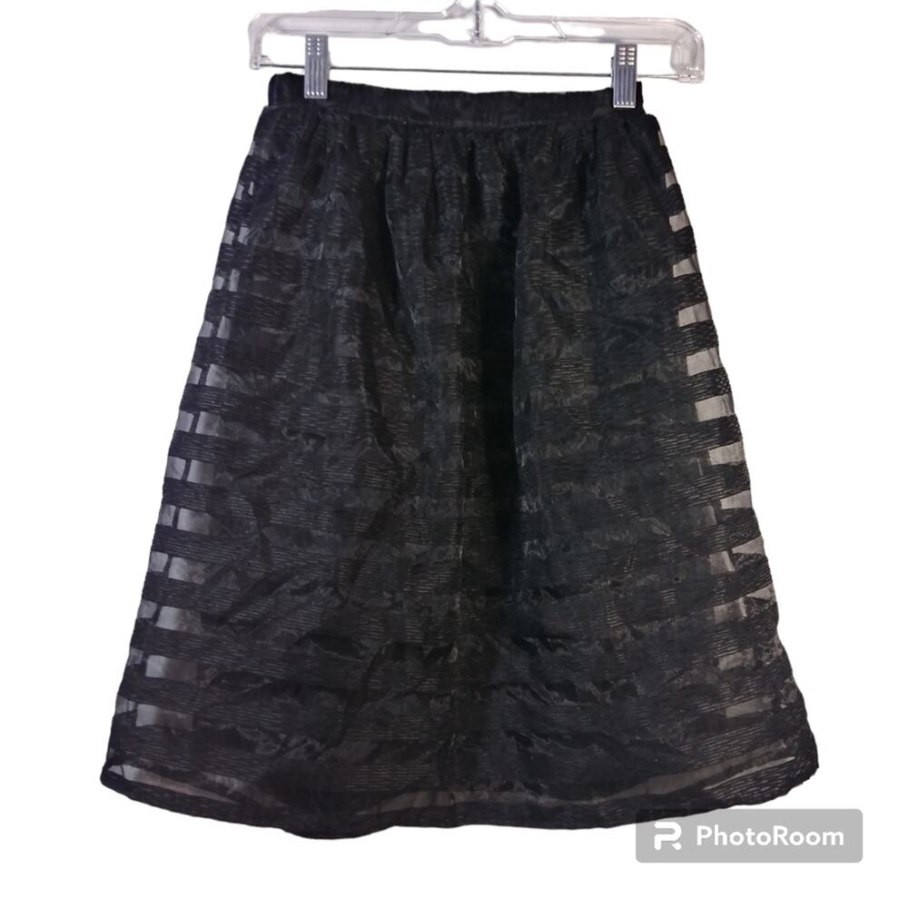 Painted Threads Black Striped Organza A Line Skirt Size XS